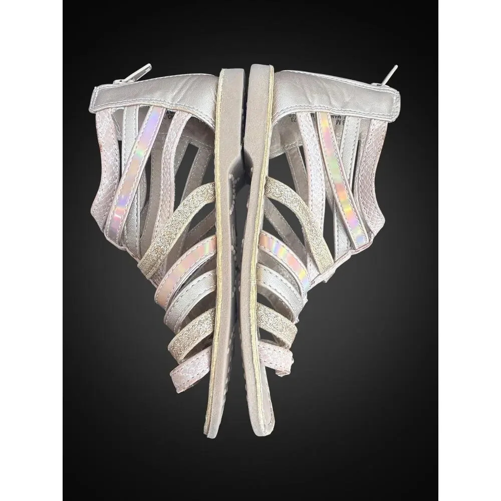 Olive & Edie Girls Strappy Gladiator Sandal US 13 Gold/Pink Ankle Zip